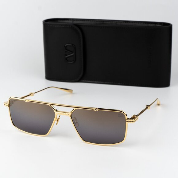 Valentino Women Sunglasses Gold Brown Gradient Mirror Pilot V-SEI VLS 111B 58 - Picture 14 of 14